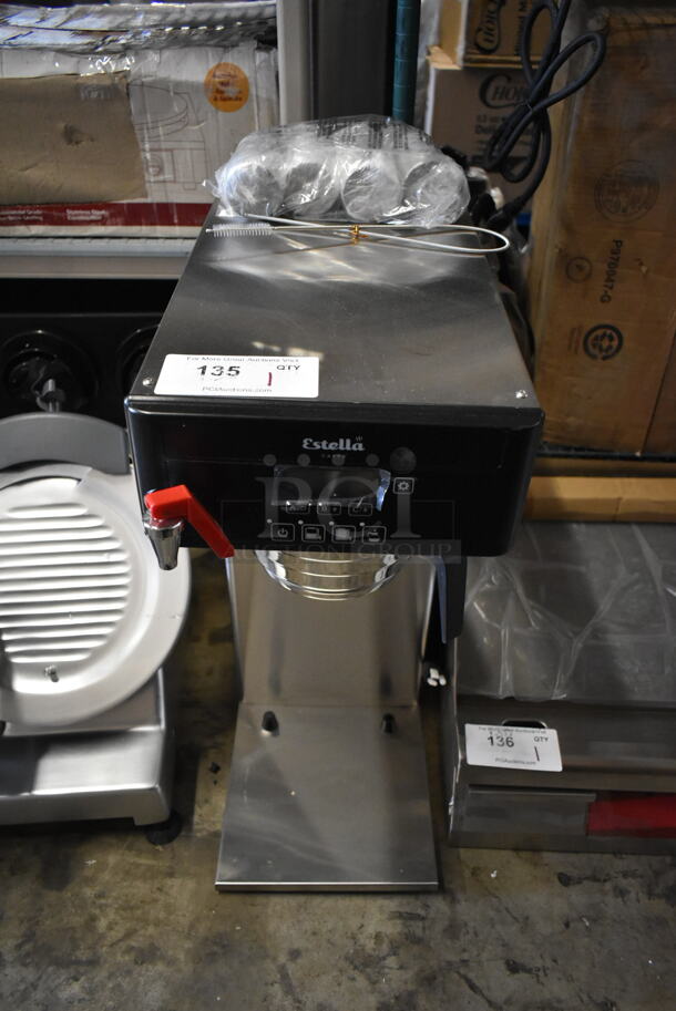 BRAND NEW SCRATCH AND DENT! Estella Caffe ECSB-1 Automatic Single Shuttle Coffee Maker with Digital Display. 120 Volts, 1 Phase.  - Image 2 of 6