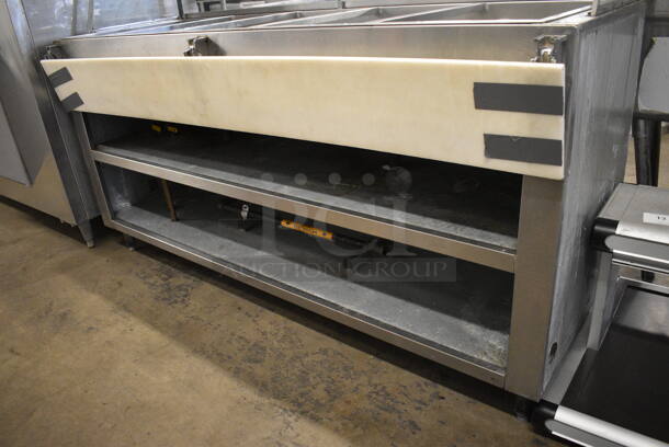 Stainless Steel Commercial Natural Gas Powered Steam Table w/ Sneeze Guard, Cutting Board and 2 Undershelves. See Pictures For Cracks In Glass. 72x27x54 - Image 5 of 6