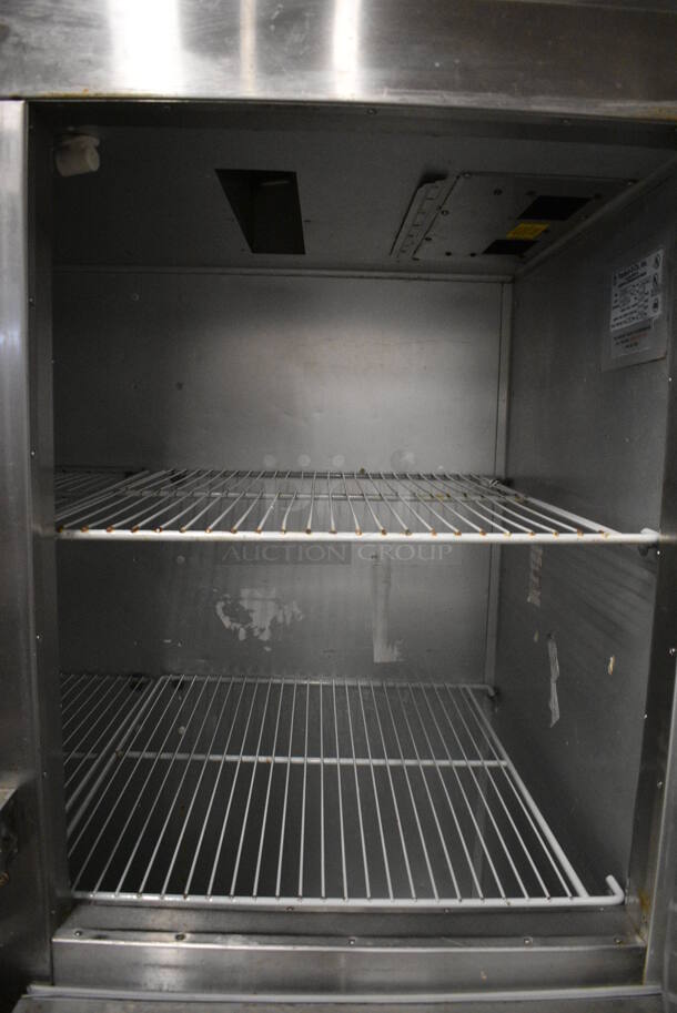 Traulsen Model G20000MC Stainless Steel Commercial 4 Half Size Door Reach In Cooler w/ Poly Coated Racks on Commercial Casters. 115 Volts, 1 Phase. 52x35x84. Tested and Working! - Image 6 of 10