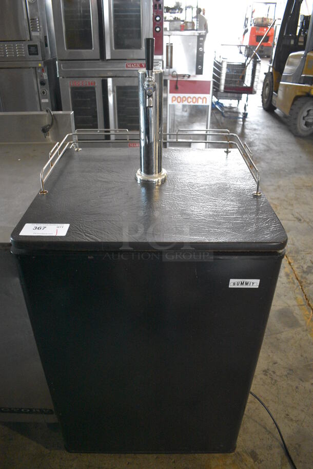 Summit Model SBC-500B Metal Commercial Direct Draw Kegerator w/ Beer Tower on Commercial Casters. 120 Volts, 1 Phase. 24x24x51. Tested and Powers On But Does Not Get Cold