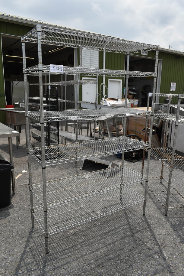 Chrome Finish 6 Tier Wire Shelving Unit. BUYER MUST DISMANTLE. PCI CANNOT DISMANTLE FOR SHIPPING. PLEASE CONSIDER FREIGHT CHARGES. - Image 2 of 3