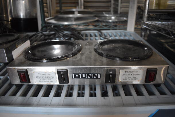 Bunn Stainless Steel Commercial Countertop 2 Burner Coffee Pot Warmer. 120 Volts, 1 Phase. 14x7x2.5. Tested and Working!