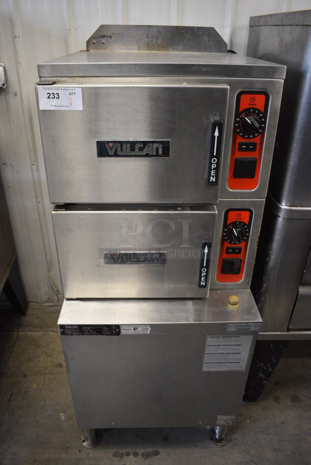 Vulcan C24GA10 Stainless Steel Commercial Floor Style Natural Gas Powered Double Deck Steam Cabinet. 125,000 BTU. 24x36x74. Tested and Working! - Image 1 of 8