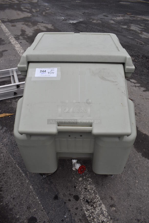 Cambro Green Gray Poly Insulated Portable Ice Bin on Commercial Casters. 23x31x29 - Image 1 of 6