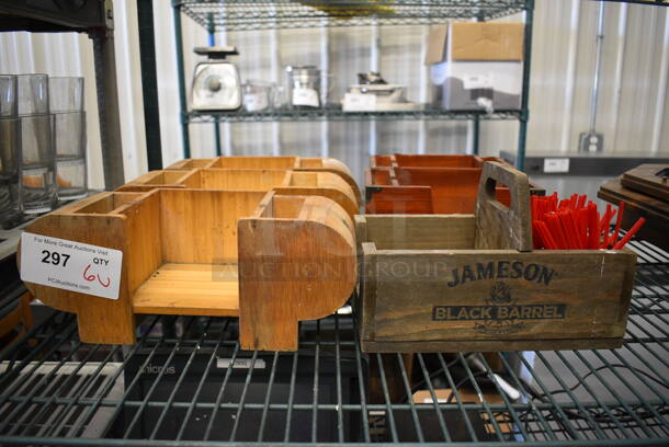6 Various Wooden Countertop Multi Compartment Bins. Includes 10.5x6.5x7. 6 Times Your Bid!