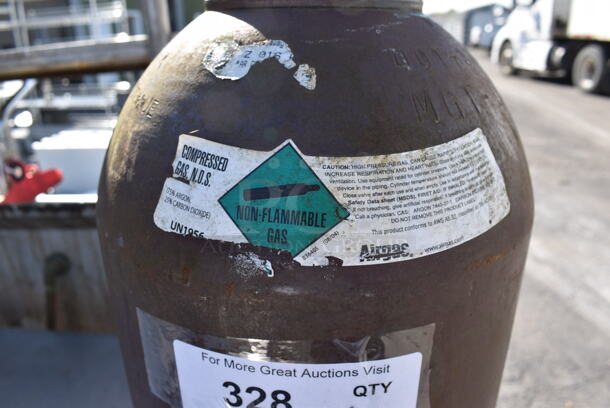 Metal Compressed Gas Tank. Buyer Must Pick Up - We Will Not Ship This Item. 9x9x60 - Image 4 of 5