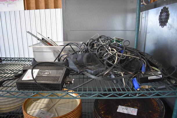 ALL ONE MONEY! Lot of Various Wires, Poly Bin and Dell Unit.
