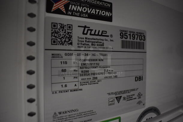 2018 True GDM-06-34-HC-TSL01 Metal Commercial Single Door Reach In Mini Cooler Merchandiser. 115 Volts, 1 Phase. 20.5x28x36. Tested and Working! - Image 5 of 5