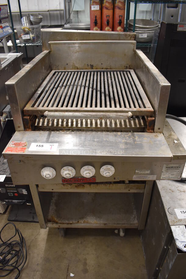 MagiKitch'n FSE 24 Stainless Steel Commercial Electric Powered Charbroiler Grill w/ Under Shelf on Commercial Casters. 208 Volts, 3 Phase. 27x34x43 - Image 1 of 7