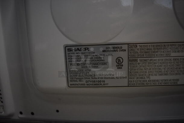Sharp SMC1131CW Metal Countertop Microwave Oven w/ Plate. 120 Volts, 1 Phase. 20.5x13.5x12 - Image 5 of 5
