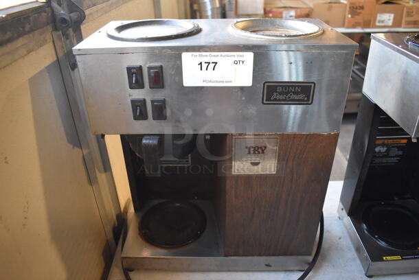 Bunn VPR Stainless Steel Commercial Countertop 2 Burner Coffee Machine w/ Poly Brew Basket. 120 Volts, 1 Phase. 16x8x20