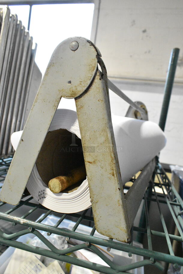 ALL ONE MONEY! Lot of 11 Various Items Including 6 Stainless Steel Drop In Bins, Butcher Paper Roll w Holder, 2 Grill Press. - Image 8 of 10