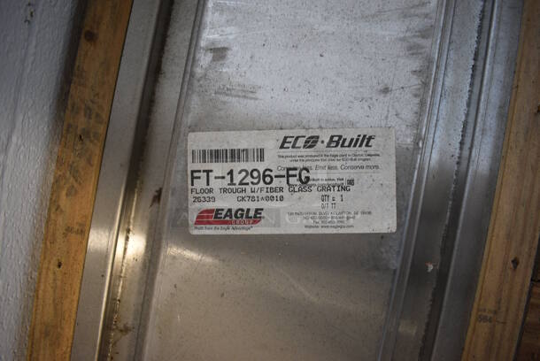 BRAND NEW IN CRATE! Eagle Model FT-1296-FG Stainless Steel Commercial Floor Trough w/ Fiber Glass Grating. 100x16x12 - Image 2 of 5
