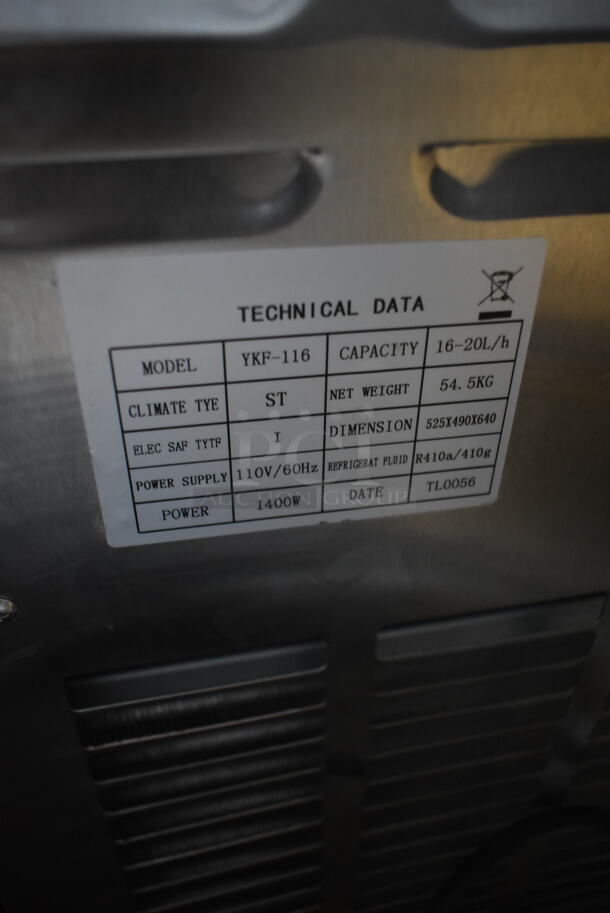 Vevor YKF-116 Stainless Steel Commercial Countertop Air Cooled Single Flavor Batch Freezer. 110 Volts, 1 Phase.  - Image 5 of 5