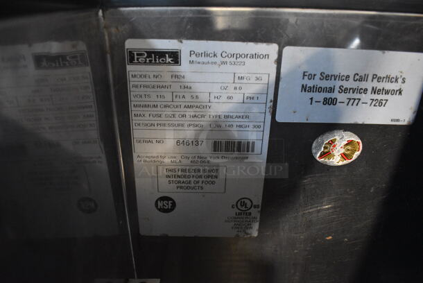 Perlick Model FR24 Stainless Steel Commercial Back Bar Cooler w/ Sliding Lid. 115 Volts, 1 Phase. 24x24x35.5. Tested and Working! - Image 5 of 6