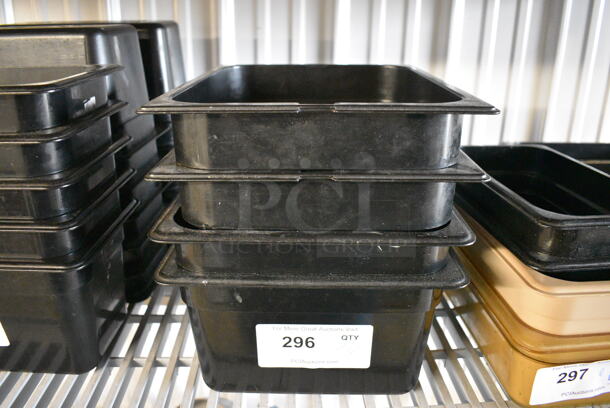 ALL ONE MONEY! Lot of 4 Black Poly 1/2 Size Drop In Bins! 1/2x6, 1/2x8