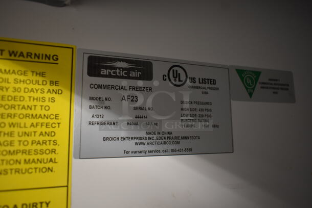 Arctic Air AF23 Stainless Steel Commercial Single Door Reach In Freezer w/ Poly Coated Racks on Commercial Casters. 115 Volts, 1 Phase. Tested and Working! - Image 5 of 5