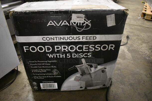 BRAND NEW IN BOX! Avamix Model 177CFP5D Stainless Steel Commercial Countertop Food Processor w/ 5 Various Blades. 120 Volts, 1 Phase. 9x21x20. Tested and Working! - Image 11 of 11
