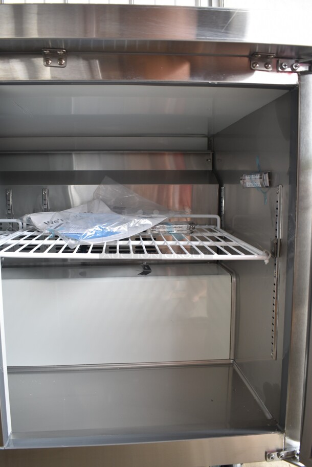 BRAND NEW SCRATCH AND DENT! 2024 Avantco 178AU48RHC Stainless Steel Commercial 2 Door Undercounter Cooler on Commercial Casters. 115 Volts, 1 Phase. Tested and Powers On But Does Not Get Cold - Image 4 of 6