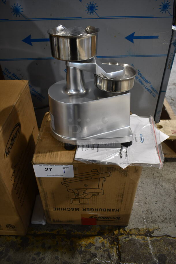 BRAND NEW SCRATCH AND DENT! KoolMore CHM-4 Stainless Steel Commercial Countertop Manual Patty Former. - Image 2 of 6