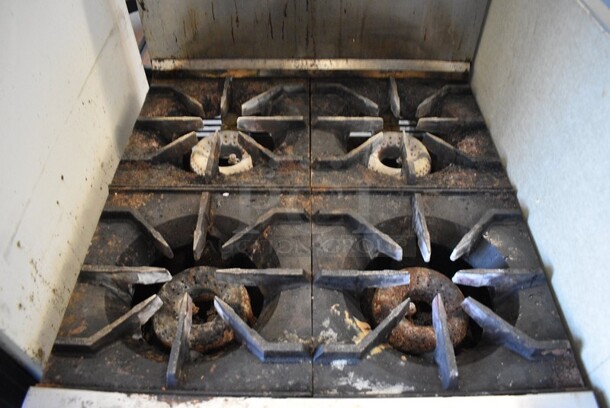 American Range Metal Commercial Propane Gas Powered 4 Burner Range with Undershelf. 24x32.5x56.5. - Image 2 of 6