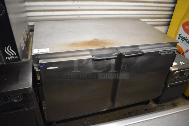 Beverage Air UCR48A Stainless Steel Commercial 2 Door Undercounter Cooler on Commercial Casters. 115 Volts, 1 Phase. 48x30x34. Tested and Powers On But Does Not Get Cold - Image 2 of 8