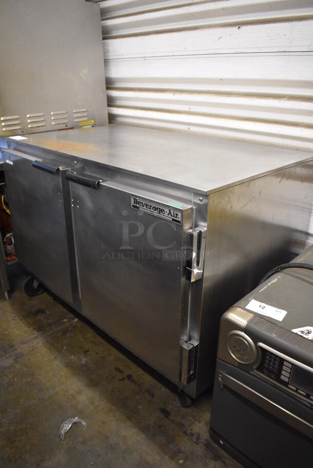 Beverage Air UCR48A Stainless Steel Commercial 2 Door Undercounter Cooler on Commercial Casters. 115 Volts, 1 Phase. 48x30x34. Tested and Powers On But Does Not Get Cold - Image 4 of 8