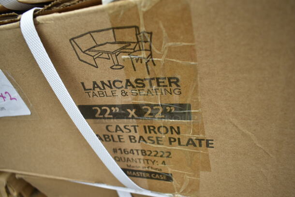 2 Boxes of 4 BRAND NEW SCRATCH AND DENT! Lancaster Table & Seating 164TB2222 22" x 22" Cross Cast Iron Table Base Plate. 2 Times Your Bid! - Image 3 of 3