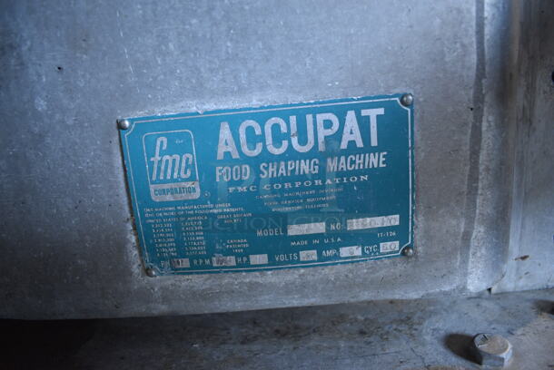 Accupat Model 3AP Metal Commercial Floor Style Food Shaper / Patty Forming Machine. Comes w/ Extra Parts! 220 Volts, 1 Phase. 58x34x60 - Image 9 of 9