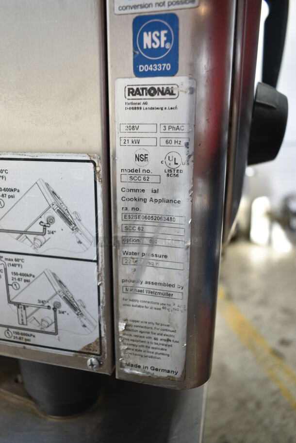 Rational SCC 62 Stainless Steel Commercial Electric Powered SelfCooking Center Combi Convection Oven on Equipment Stand. 208 Volts, 3 Phase. - Image 7 of 7