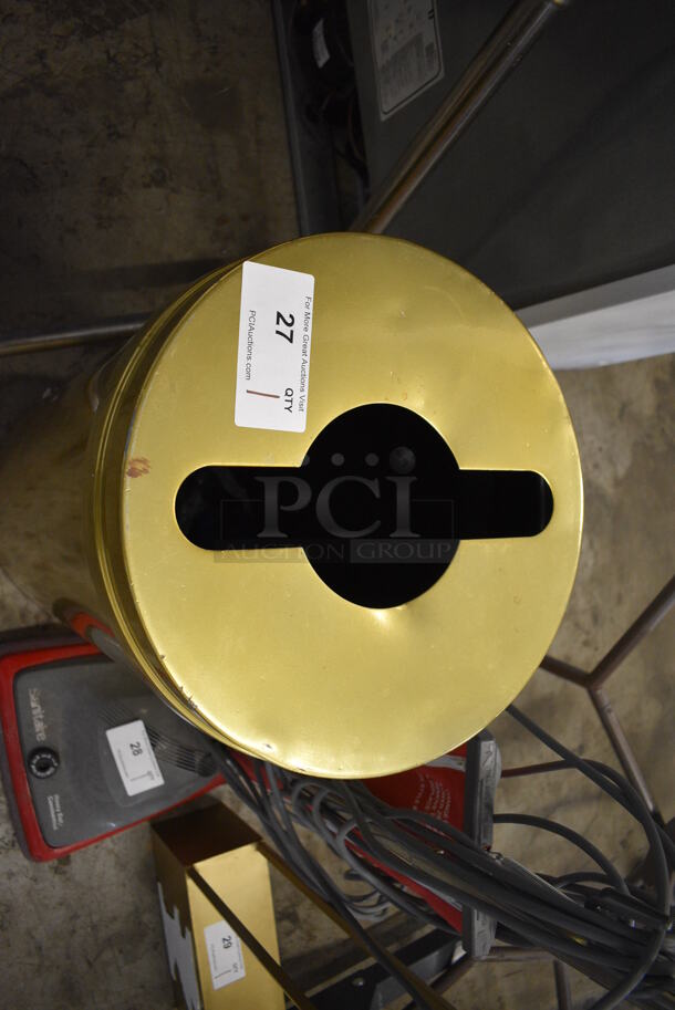 Gold Colored Metal Trash Can Shell. 15x15x30.5 - Image 2 of 3