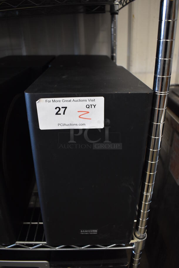 2 Samsung PS-WR65D Subwoofer Speakers. 110-120 Volts, 1 Phase. 8x12x14. 2 Times Your Bid! - Image 1 of 5