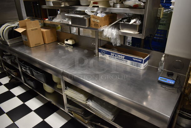 Stainless Steel Commercial Table w/ Back Splash and 2 Under Shelves. Does Not Include Contents. (kitchen #2) - Image 2 of 5