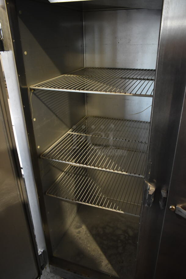 Traulsen G20010 Stainless Steel Commercial 2 Door Reach In Cooler w/ Poly Coated Racks on Commercial Casters. 115 Volts, 1 Phase.  Tested and Powers On But Does Not Get Cold - Image 5 of 7