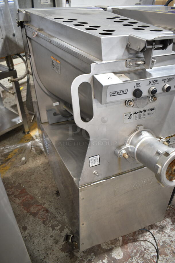 Hobart MG2032 Metal Commercial Floor Style Electric Powered Meat Mixer Grinder on Commercial Casters. 208 Volts, 3 Phase. Tested and Working! - Image 5 of 7
