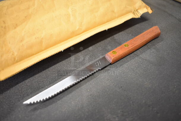 24 BRAND NEW! Thunder Group Stainless Steel Serrated Knives w/ Wooden Handle. 8". 24 Times Your Bid! - Image 2 of 4