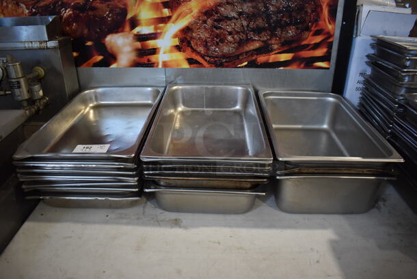 ALL ONE MONEY! Lot of 18 Various Stainless Steel Full Size Drop In Bins. 1/1x2.5, 1/1x4, 1/1x6