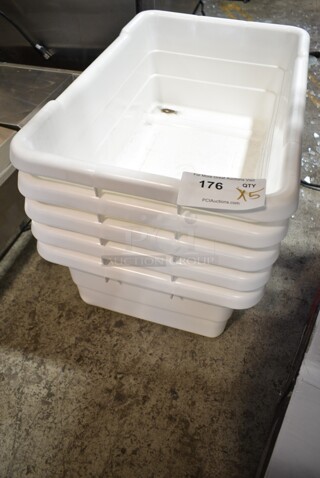 5 BRAND NEW SCRATCH AND DENT! Toter 2000 White Poly Bins. 5 Times Your Bid! 