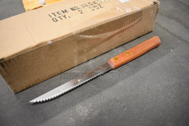 24 BRAND NEW! Thunder Group Stainless Steel Serrated Knives w/ Wooden Handle. 8". 24 Times Your Bid! - Image 2 of 4