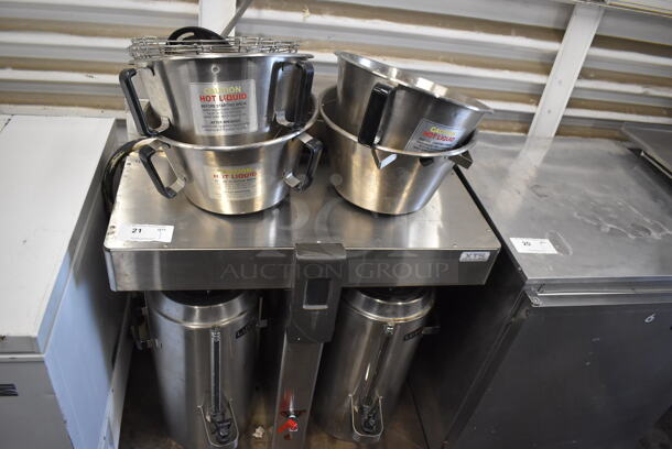 Stainless Steel Commercial Countertop Dual Coffee Machine w/ Hot Water Dispenser, 4 Stainless Steel Brew Baskets and 2 Stainless Steel Satellite Servers. 32x25x38 - Image 2 of 9
