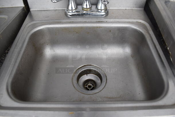 Stainless Steel Single Bay Wall Mount Sink w/ Faucet and Handles. 17x17x24 - Image 3 of 5