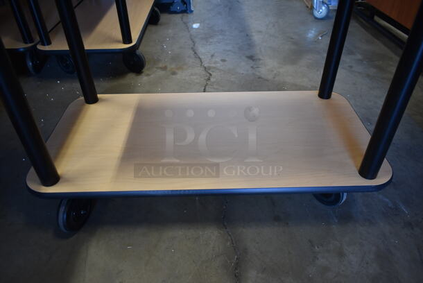 BRAND NEW SCRATCH AND DENT! Wood Pattern 3 Tier Cart / Table on Commercial Casters. Stock Picture - Cosmetic Condition May Vary.  - Image 5 of 6