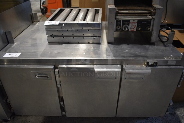 Stainless Steel Commercial 3 Door Equipment Stand on Commercial Casters. 48x32x29 