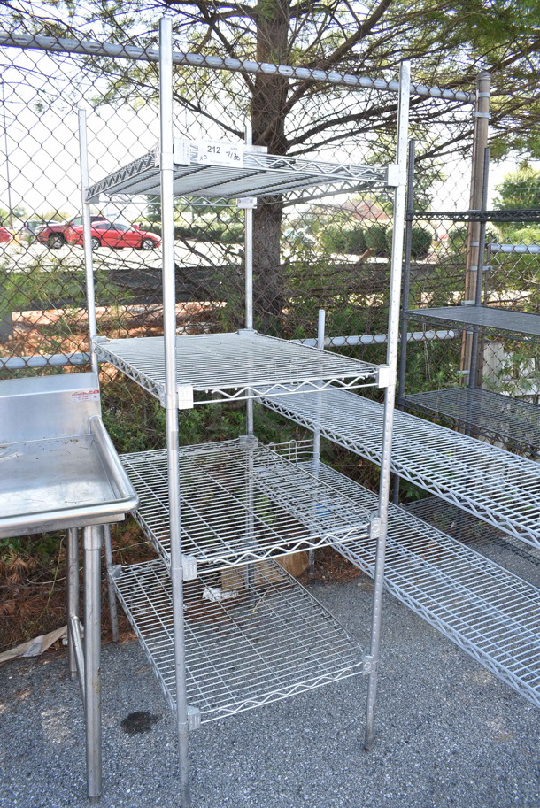 2 Wire Shelving Units; 2 Tier and 4 Tier. BUYER MUST DISMANTLE. PCI CANNOT DISMANTLE FOR SHIPPING. PLEASE CONSIDER FREIGHT CHARGES. 74x14x48, 34x24x75. 2 Times Your Bid!  - Image 3 of 5