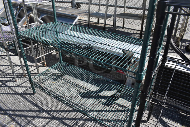 Metro Green Finish 4 Tier Shelving Unit. BUYER MUST DISMANTLE. PCI CANNOT DISMANTLE FOR SHIPPING. PLEASE CONSIDER FREIGHT CHARGES. 42x18x74 - Image 3 of 3