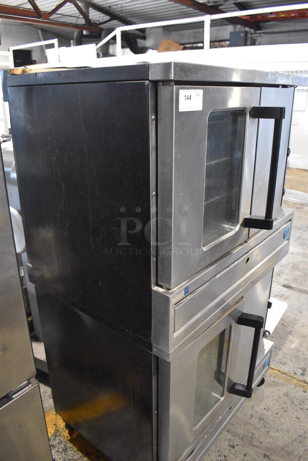 2 US Range CG-100 Stainless Steel Commercial Full Size Natural Gas Powered Convection Ovens w/ View Through Door, Solid Door, Metal Oven Racks and Thermostatic Controls on Commercial Casters. 80,000 BTU. 2 Times Your Bid! - Image 2 of 7