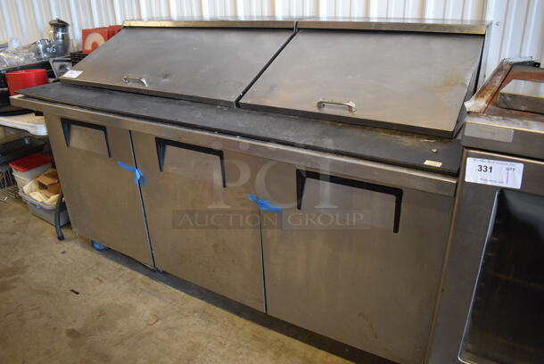 2015 True TSSU-72-30M-B-ST Stainless Steel Commercial Pizza Prep Table on Commercial Casters. 115 Volts, 1 Phase. 72x34.5x46. Tested and Working! - Image 3 of 10