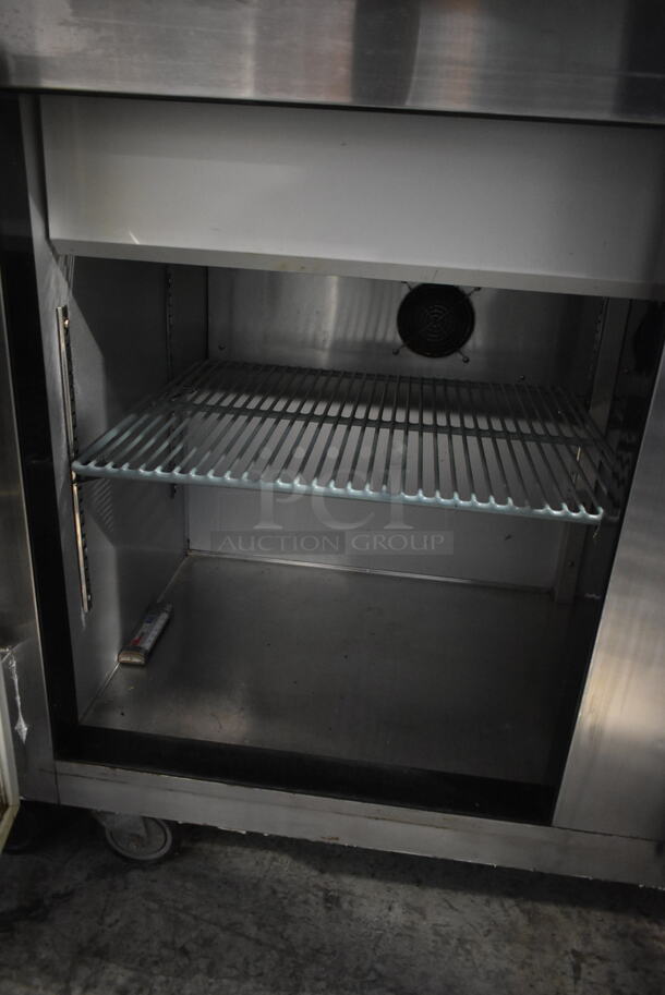 2015 Leader ESLM72S/C Stainless Steel Commercial Prep Table w/ Glass Over Shelf on Commercial Casters. 115 Volts, 1 Phase. Tested and Working! - Image 6 of 8