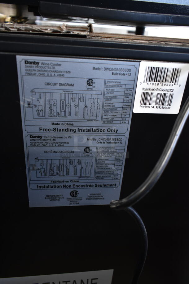 BRAND NEW SCRATCH AND DENT! Danby DWC040A3BSSDD 38 Bottle Free-Standing Metal Wine Cooler Merchandiser. 115 Volts, 1 Phase. Tested and Working! - Image 4 of 4