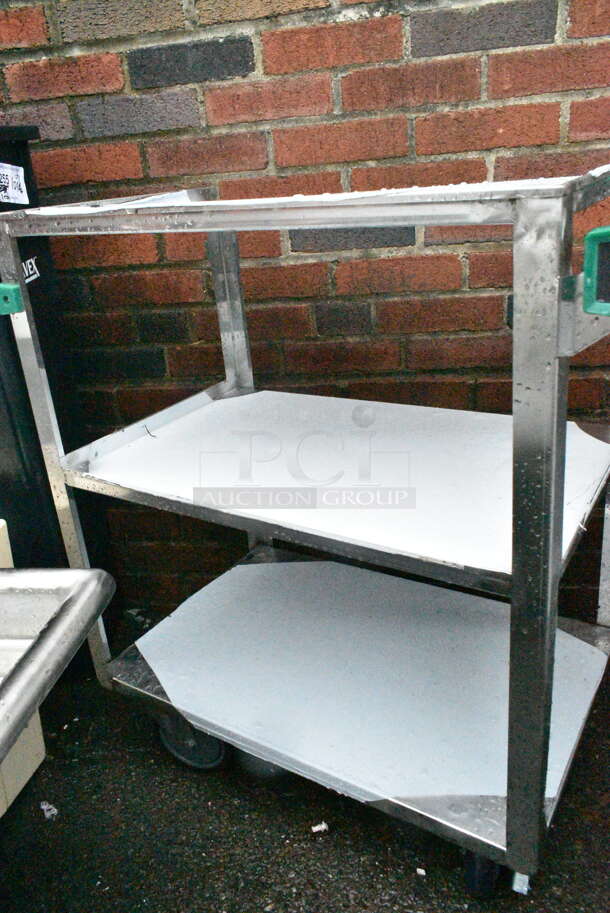 BRAND NEW SCRATCH AND DENT! Regency 600CT1627WD 16" x 27" Three Shelf 20 Gauge 430 Stainless Steel Utility Cart - Fully Welded - Image 6 of 7